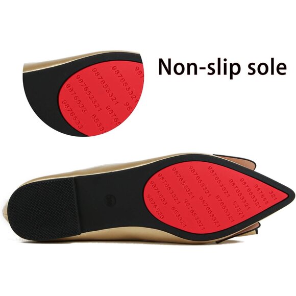 Women Gold  Artificial lacquer leather Pointed Toe Bow Memory Foam Flats - Picture 3 of 5